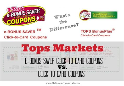Tops e bonus coupons - Oct 1, 2017 · Read More About Tops Coupons Here ; Link to Tops Phone App Here; Telling the Difference: Tops E-Bonus Saver Coupons Vs. Tops Click-to-Card Coupons Here; Shopping at Tops can be very rewarding! Tops is by far my favorite Grocery Store to shop at. They have so many ways you can save! I hope I can cover all there is when it comes to shopping at Tops. 